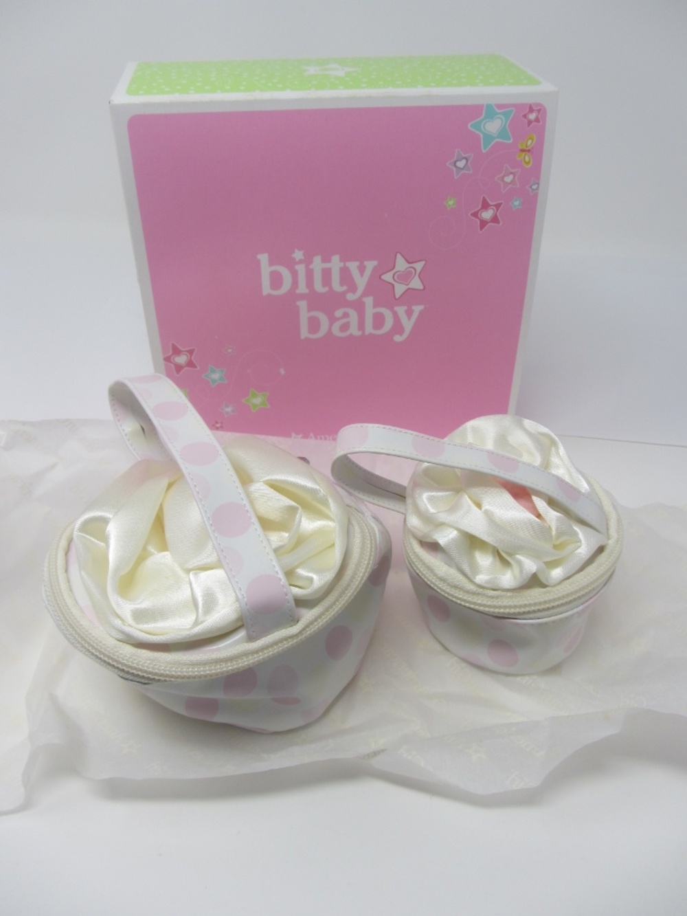 American Girl Bitty Baby Purse Set Girl & Doll Sized Cupcake shaped Polka-Dot